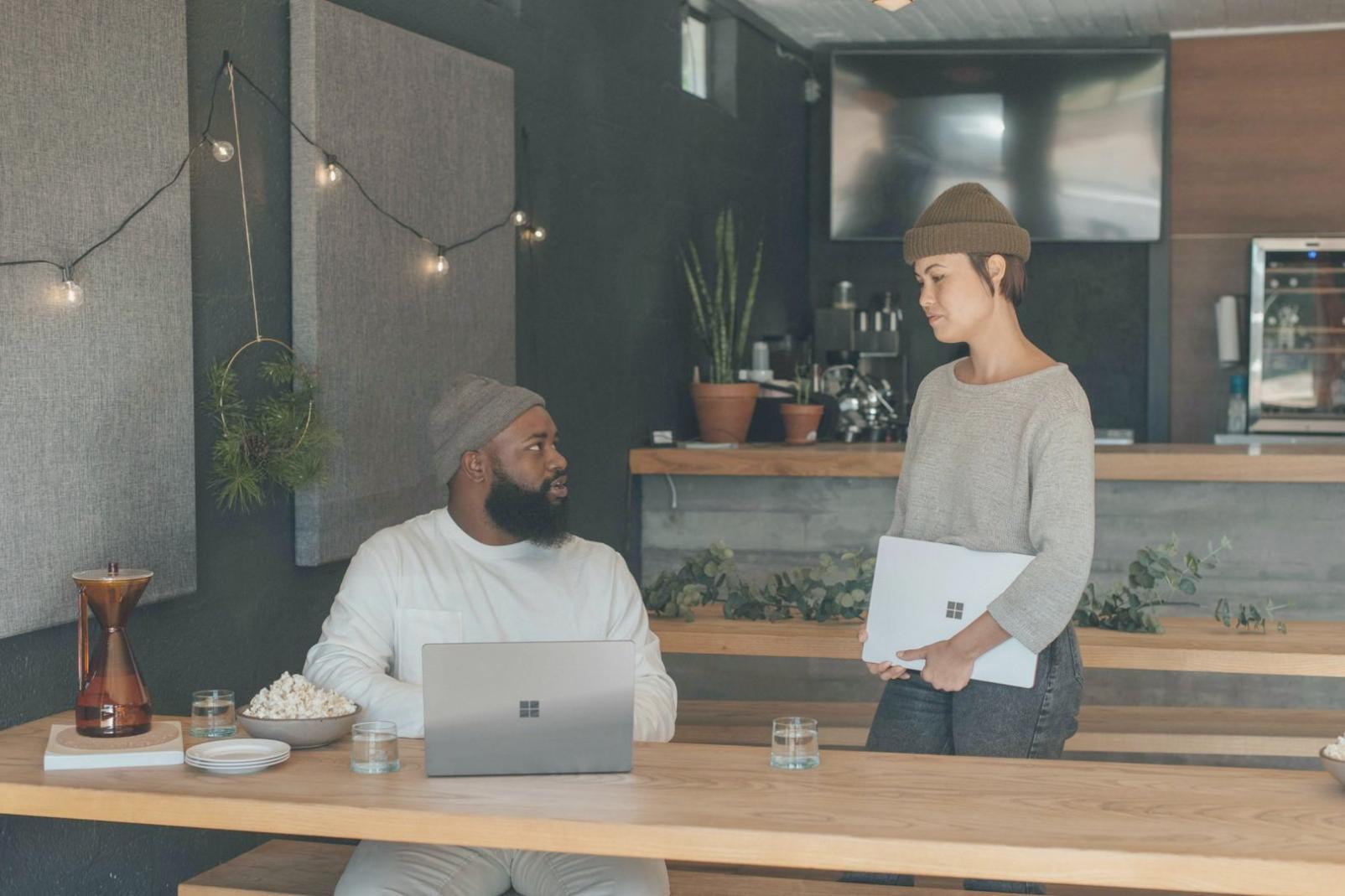 Family discussing finances at kitchen table